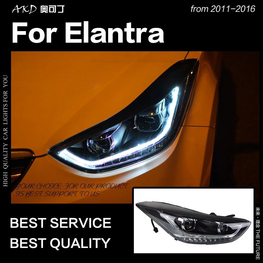 AKD автомобильный Стайлинг фара для фары для автомобиля Hyundai Elantra 2011- Elantra MD светодиодный фонарь DRL Hid Bi Xenon автомобильные аксессуары