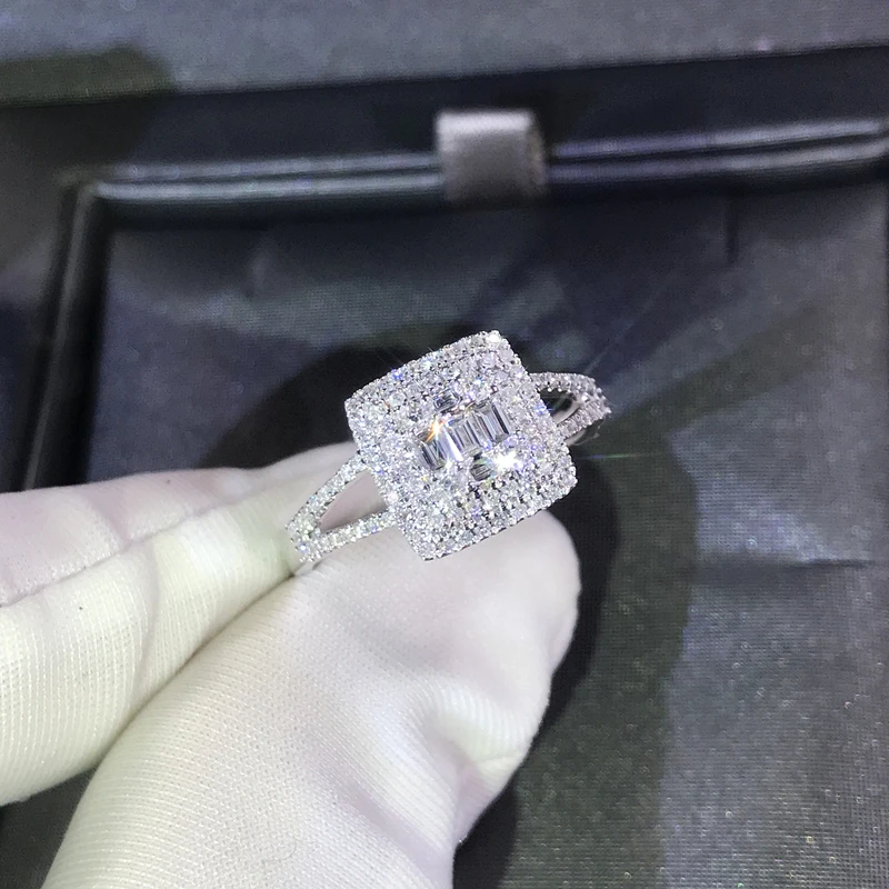 100% 18K 750Au золото Moissanite АЛМАЗНОЕ КОЛЬЦО D Цвет VVS с национальным сертификатом MO-H1006 |