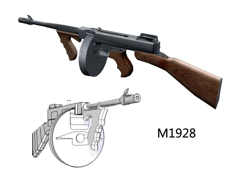 Бумажные весы для рукоделия 1: 1 пистолет Томпсона M1928 бумажная модель игрушка