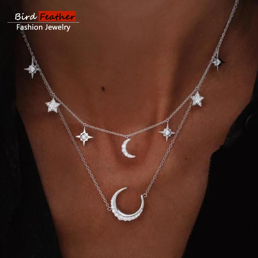Silver color Choker Necklace for women feather crystal Pendant Chain Necklaces &amp Pendants Laces velvet chokers Fashion Jewelry |