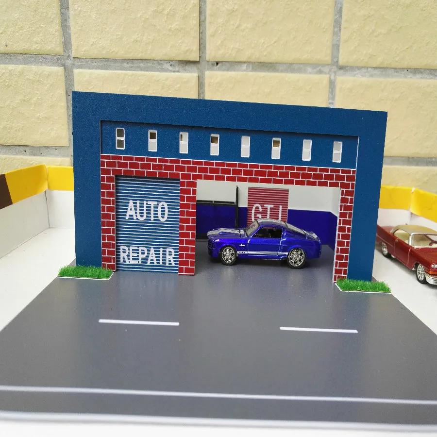 1/64 Автомобильный ремонтный магазин сборка модели автомобиля сцена пластиковая модель дорога водонепроницаемая для архитектурной сцены