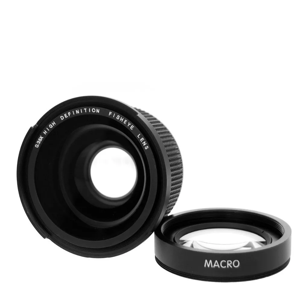 52 мм 0.35x рыбий глаз супер широкий угол + макрообъектив для Nikon D7100 D5200 D5100 D3100 D90 D60 С 18