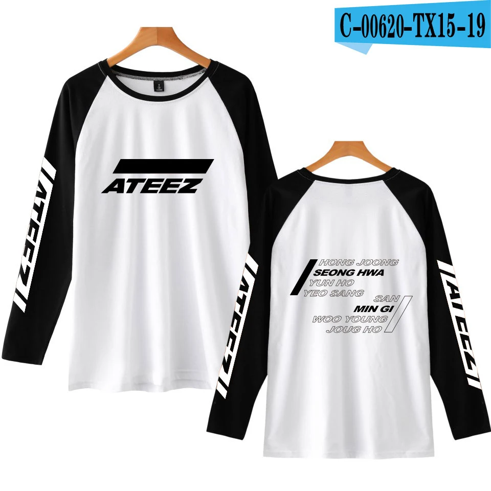 FADUN TOMMY Ralgan Повседневная Harajuku ATEEZ Женская и мужская одежда летняя Горячая Распродажа футболка с длинным рукавом принт Kpop плюс размер 4XL - Цвет: TX15-19
