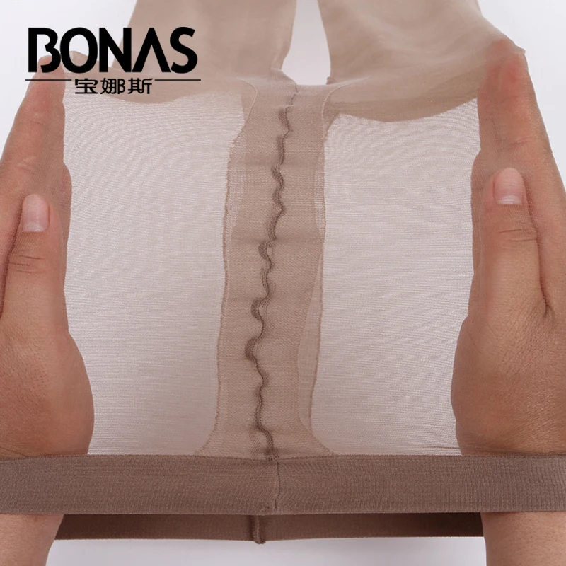 Bonas 2016 Лето Нейлон Sheer Колготки Женщины Чулки Управления Топ Формирование Высокой