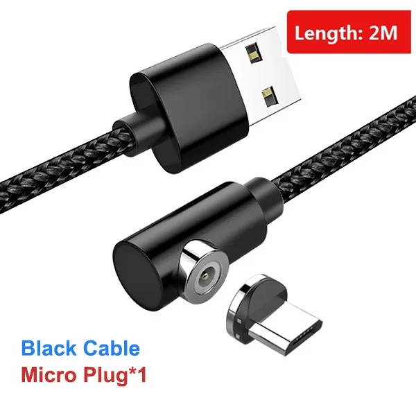 For Micro Black 2M ACCEZZ Магнитный кабель Micro usb type C для iPhone X XS MAX XR 8 Магнитная Зарядка для samsung S10 Быстрая зарядка телефонный кабель шнур 2 м - Цвет: For Micro Black 2M