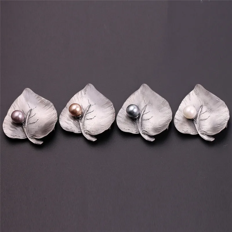 Женская Винтажная брошь с листьями и жемчугом Геометрическая нестандартная