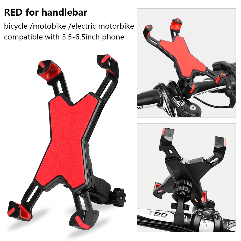 red handlebar Держатель для телефона для мотоцикла универсальный регулируемый вращающийся велосипедный держатель для смартфона держатель для сотового телефона для универсального iphone - Цвет: red handlebar