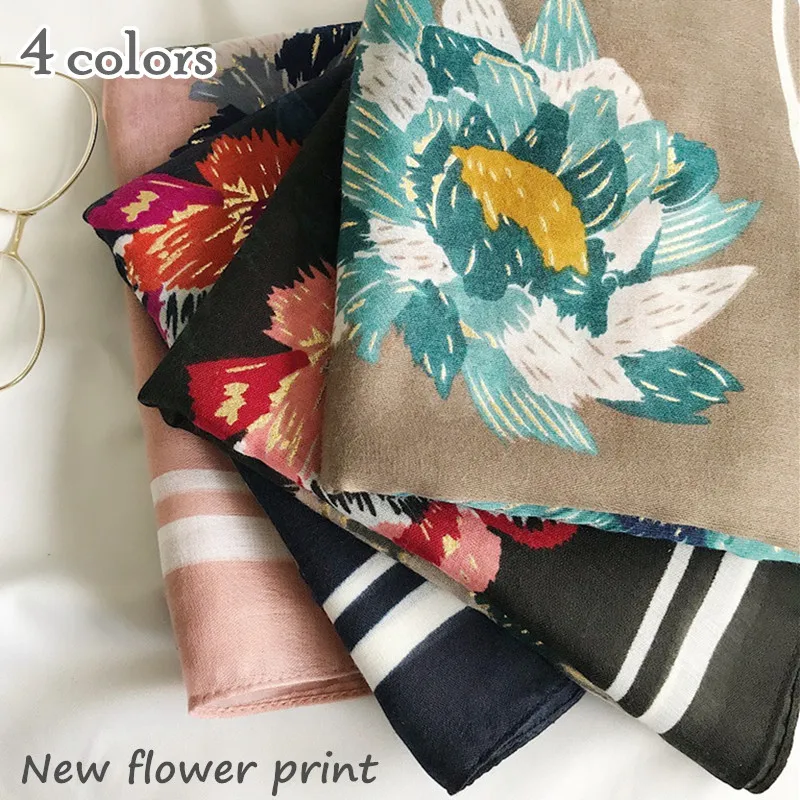 

Hot sale winter cotton scarf oil painting style flowers muffler lmuslim hijab shawl popular scarves lady pashmina wrap foulard