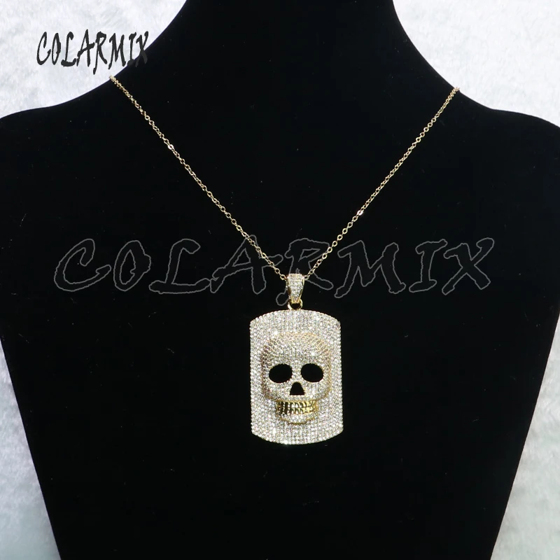 3 Pcs Rectangle skull shape Crystal mix color Ghost pendant necklace gift for lady 5169 |