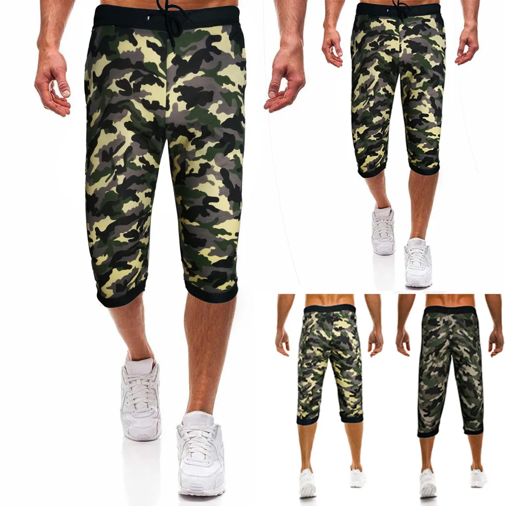 Мужские брюки со средней посадкой Свободные повседневные камуфляжные прямые с