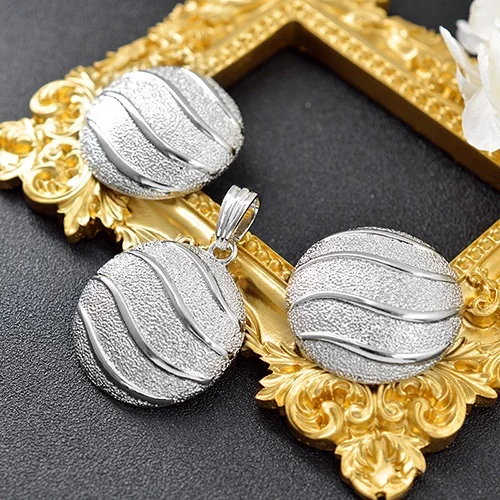 Earrings Pendant S Солнечный изделия Большой Круглый Ювелирные наборы для Для женщин колье серьги кулон Классические Ювелирные наборы для украшения на день рождения, свадьбу, подарки - Окраска металла: Earrings Pendant S