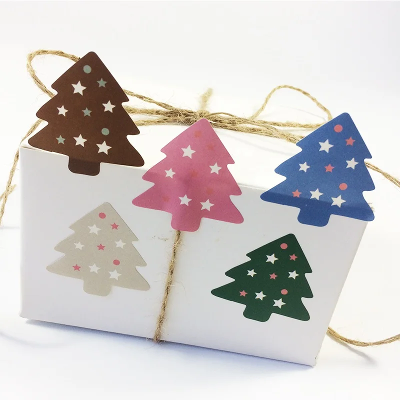 

100Pcs/lot New Colourful Christmas Tree Theme Sealing Sticker/DIY Gifts Baking Decoration Packaging Label/Multifunction