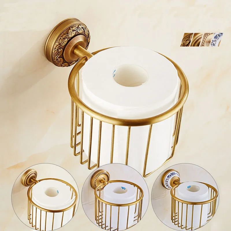 Латунные настенные бумажные держатели полка для ванной комнаты ретро медная