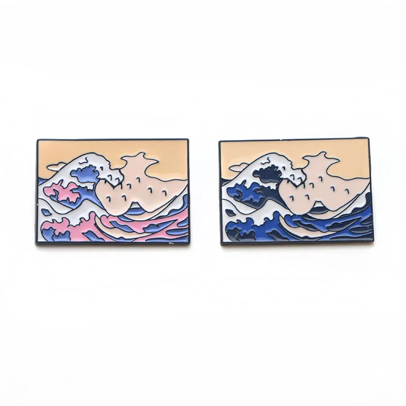 P3399 Dongmanli Art подвеска в виде волн металлические эмалированные булавки и броши для женщин и мужчин нагрудные булавки рюкзак сумки значок детские подарки