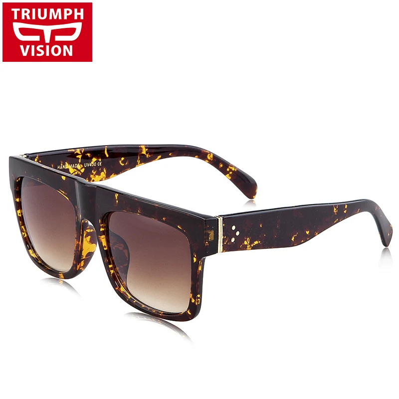 TRIUMPH VISION прочные черные мужские солнцезащитные очки с плоским верхом, негабаритная квадратная большая рама, летние крутые Модные мужские солнцезащитные очки с градиентом UV - Цвет линз: 004