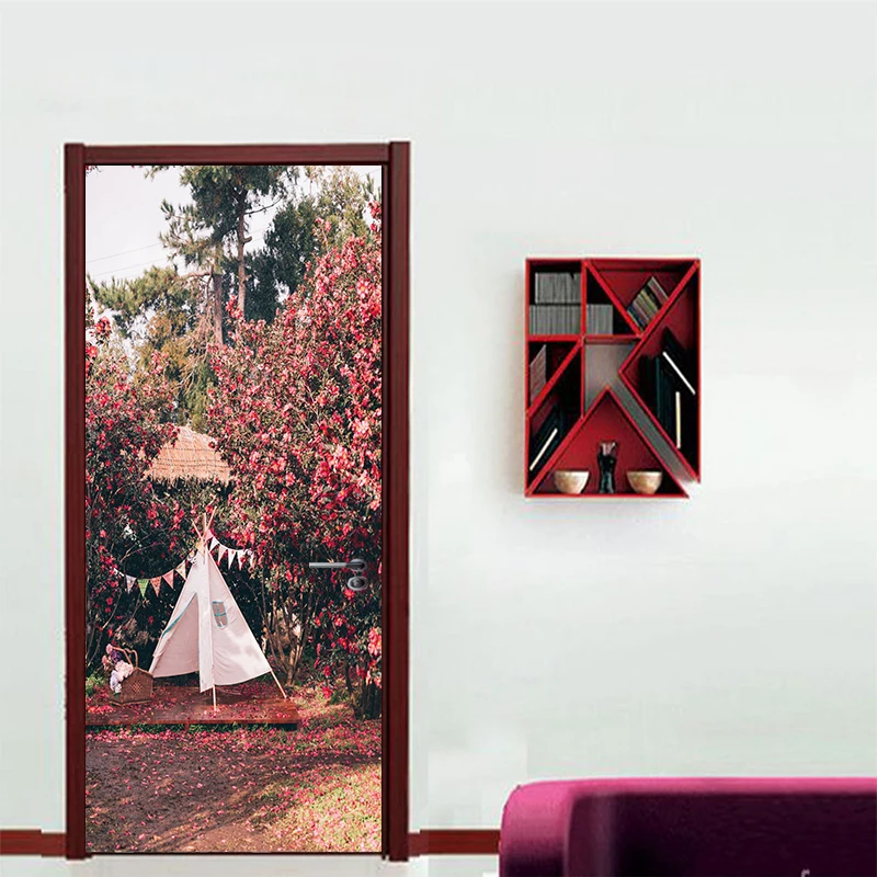 2 шт./компл. креативная Настенная Наклейка на дверь с растениями и цветами