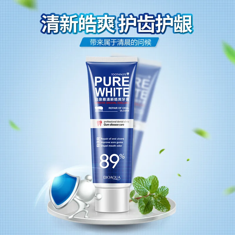 120g BIOAQUA Natural Mint Pure Whitening Toothpaste Teeth Oral Hygiene Adult Cleaning And Gums Care | Красота и здоровье