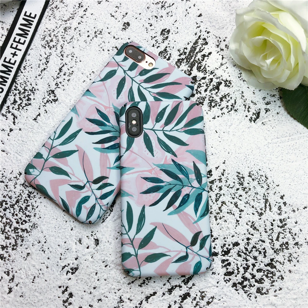 Summer Green Leaf For IPhone 6s Cases Black Line Geometric Texture Phone Bags 6 6plus 6splus Hard PC Back Cover |
