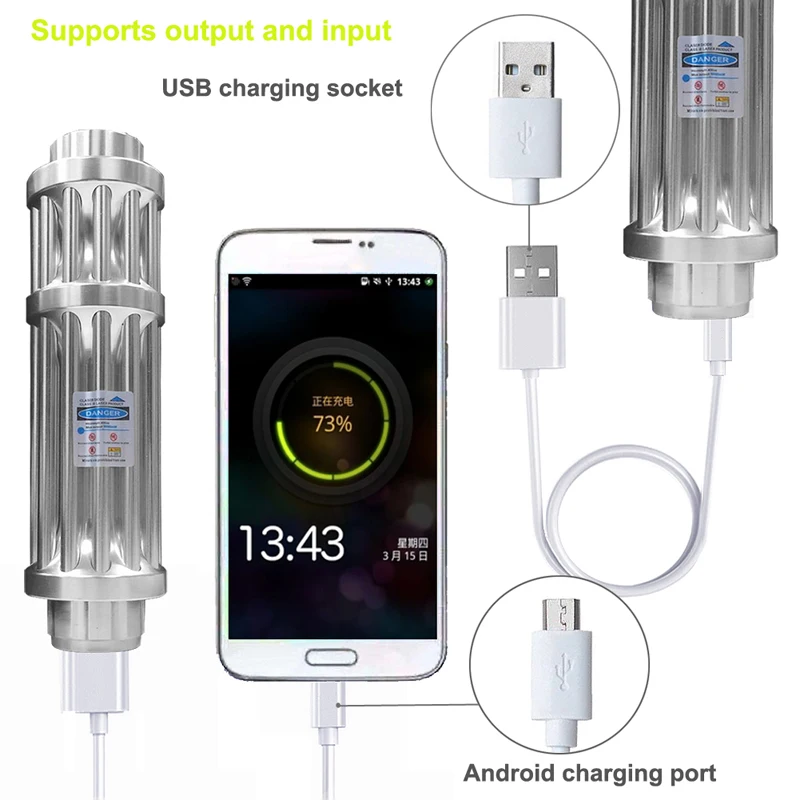 QIYING 5000m Синий USB лазерный указатель 450nm светильник спичка горения/светильник