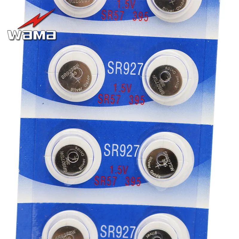 10 шт./упак. SR927 аккумулятора кнопочного типа 395/399 SR57 1 55 V серебряные элементы