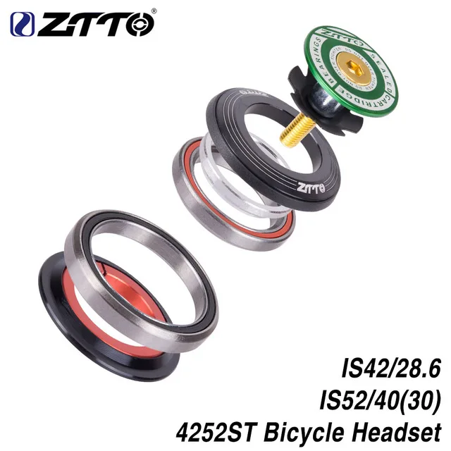 green Ztto MTB велосипедный подшипник гарнитура 42 мм 52 мм CNC 1 1/"-1 1/2" коническая трубка вилка прямая IS42 IS52 велосипедный рулевой колонки 4252st - Цвет: green