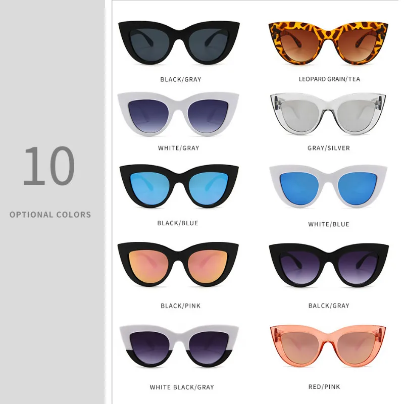 Женские солнцезащитные очки кошачий глаз в стиле ретро белые черные розовые