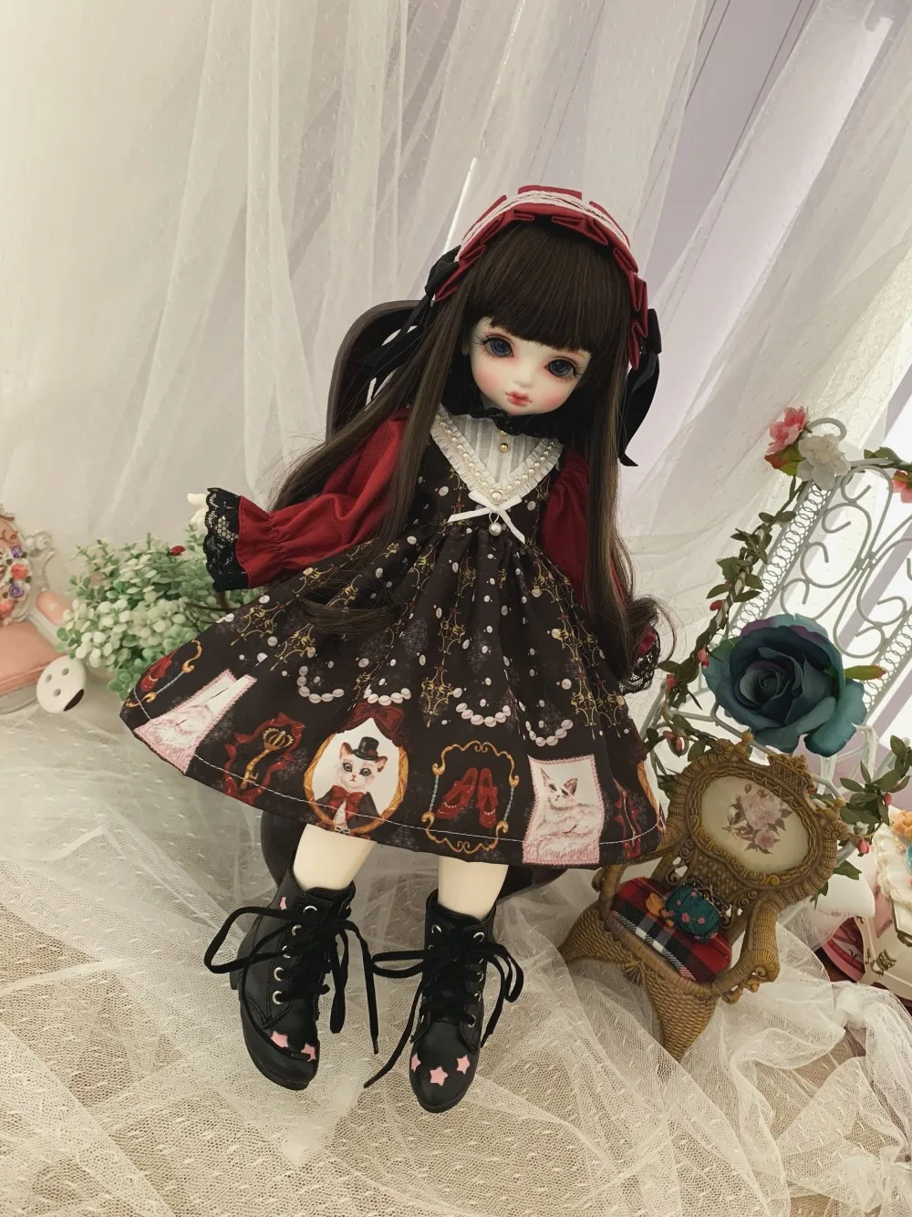 Blyth Одежда для кукол 1/6 платье для куклы белый кружевной воротник с цветочным украшением 1/6 1/4 BJD SD кукла 1/6 Blyth аксессуары для кукол