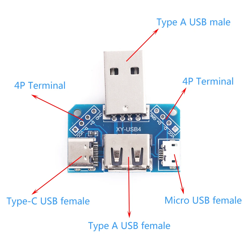 2 54 мм USB преобразователь стандартный разъем на Micro 4P терминальная плата