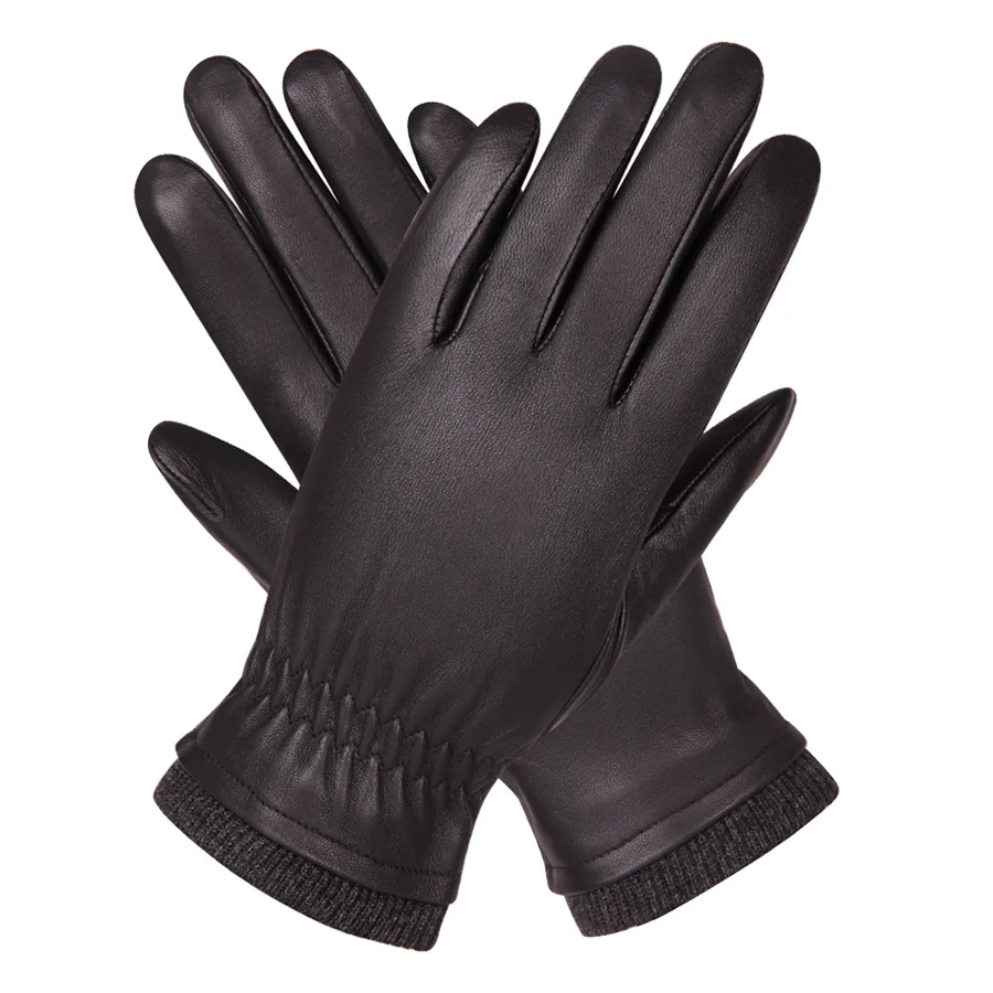 

Leather Gloves Men'S Autumn And Winter Plus Velvet Warm Driving Gloves Windproof Waterproof Touch Screen Sheepskin Gloves M18004