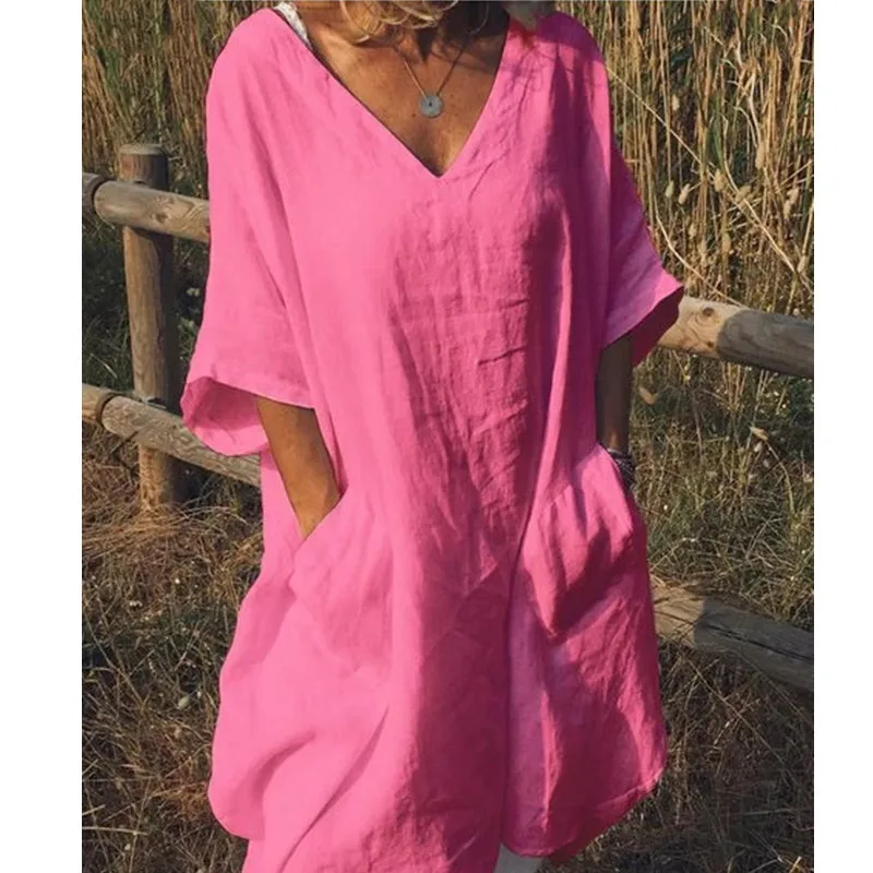 Новинка 2019 хлопковая Длинная блузка женский летний пуловер простая мешковатая