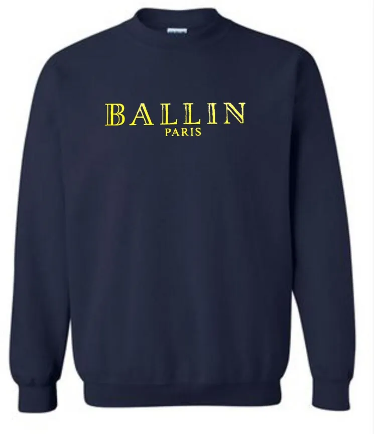 Толстовка Ballin с длинным рукавом принтом капюшоном 100% хлопок свободные круглым