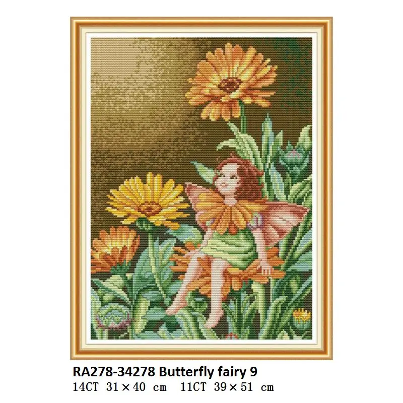 Cross Stitch RA278 Joy Sunday Китайская вышивка крестиком бабочки Феи узоры Печатный холст 14ct 11ct Aida ткань Набор для вышивки DMC DIY рукоделие - Цвет: Cross Stitch RA278
