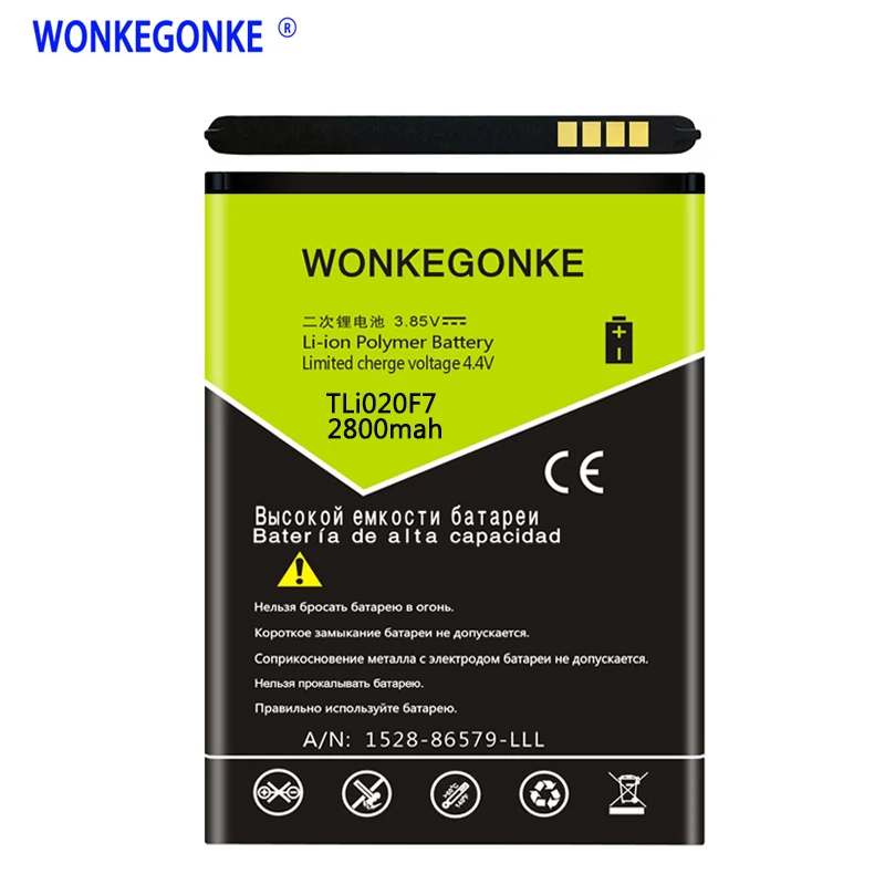 Аккумулятор WONKEGONKE TLI020F7 для Alcatel PIXI 4 5045D Pop 2 5042D C7 7040 7040D 7041 7041D J720 J720T J726T аккумулятор