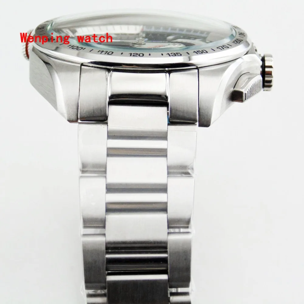 New Model Fashion hot sale mens quartz Casual Multifunction Watch 44mm Chronograph Date black dial stainless steel strap