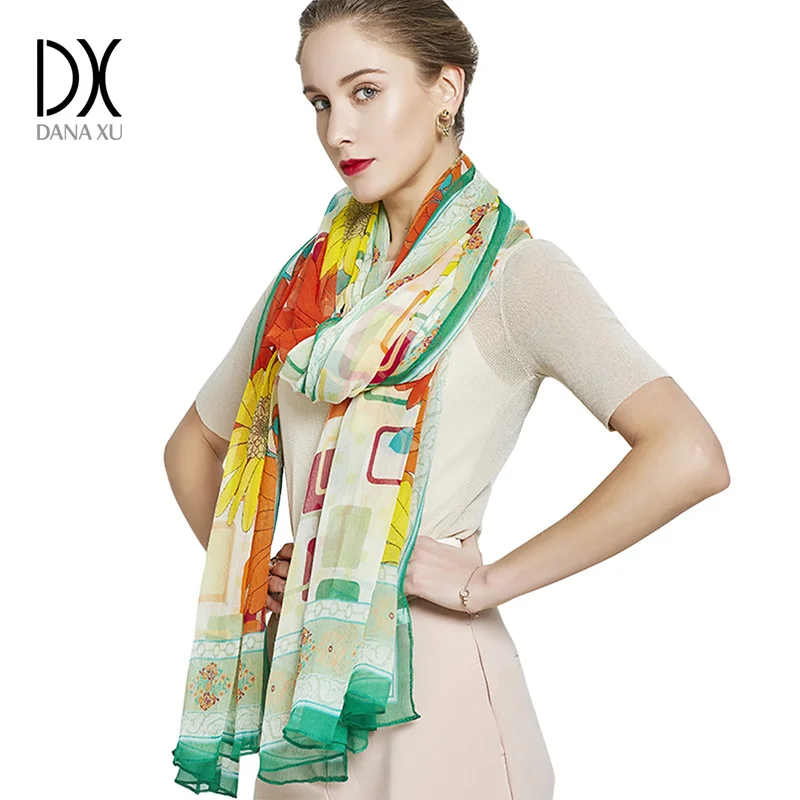 Женский шелковый шарф новый роскошный брендовый цветочный женский Дизайнерские