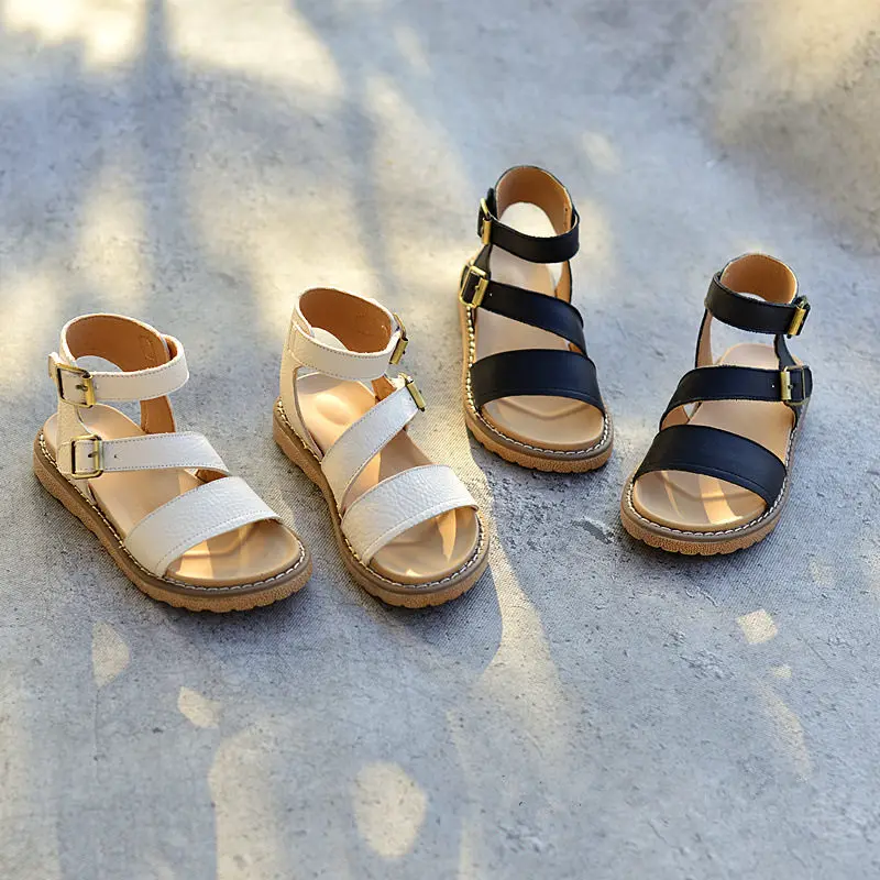 

Summer Children's Roman Sandals Genuine Leather Fashion Princess Shoes Party Show Girls Sandals Size 26-36