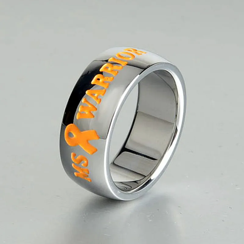 Кольцо на палец PBR014(1) с эмалью из титановой стали и надписью MS & Warrior|Кольца| |