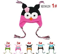 cartoon designs handmade children crochet hat various animal styles baby owl beanie hat kids flower cap new