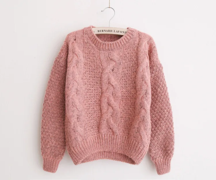 JH8731 Pink H. SA, женские свитера, теплый пуловер и джемперы, круглый вырез, пуловер из мохера, твист, пуловер, осень, вязаные свитера на Рождество - Цвет: JH8731 Pink