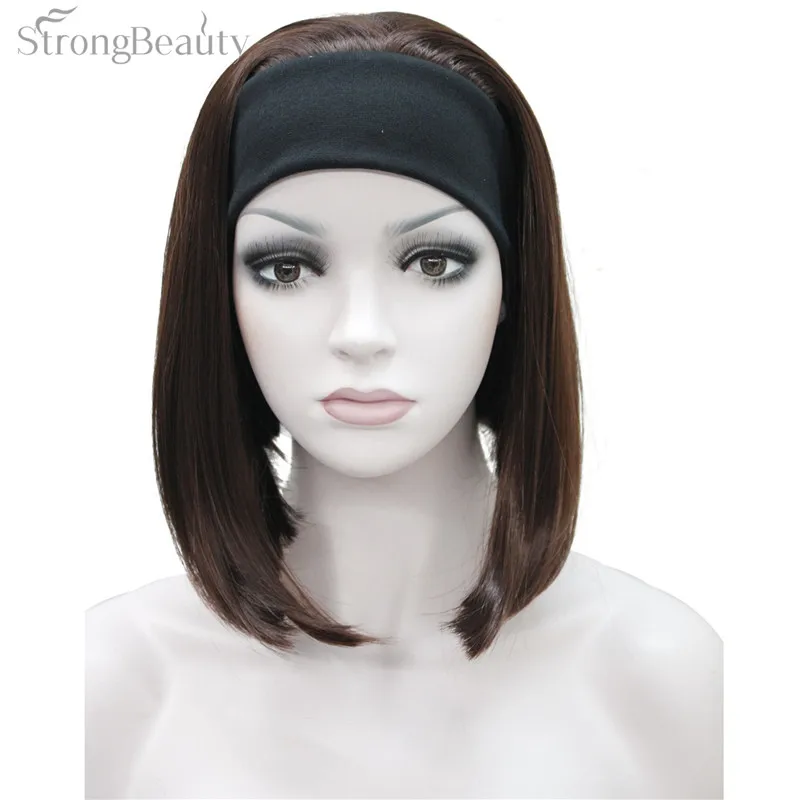 StrongBeauty половина женские 3/4 парик с оголовьем прямые синтетические монолитные волосы женские парики 10 цветов