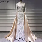 Мусульманская Русалка с длинными рукавами блестящие вечерние платья с блестками и О-образным вырезом роскошное торжественное платье 2021 Serene Hill LA60936