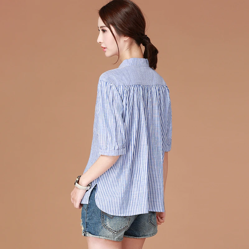 2017 Для женщин сезон: весна–лето модные Повседневное свободную рубашку v-образным