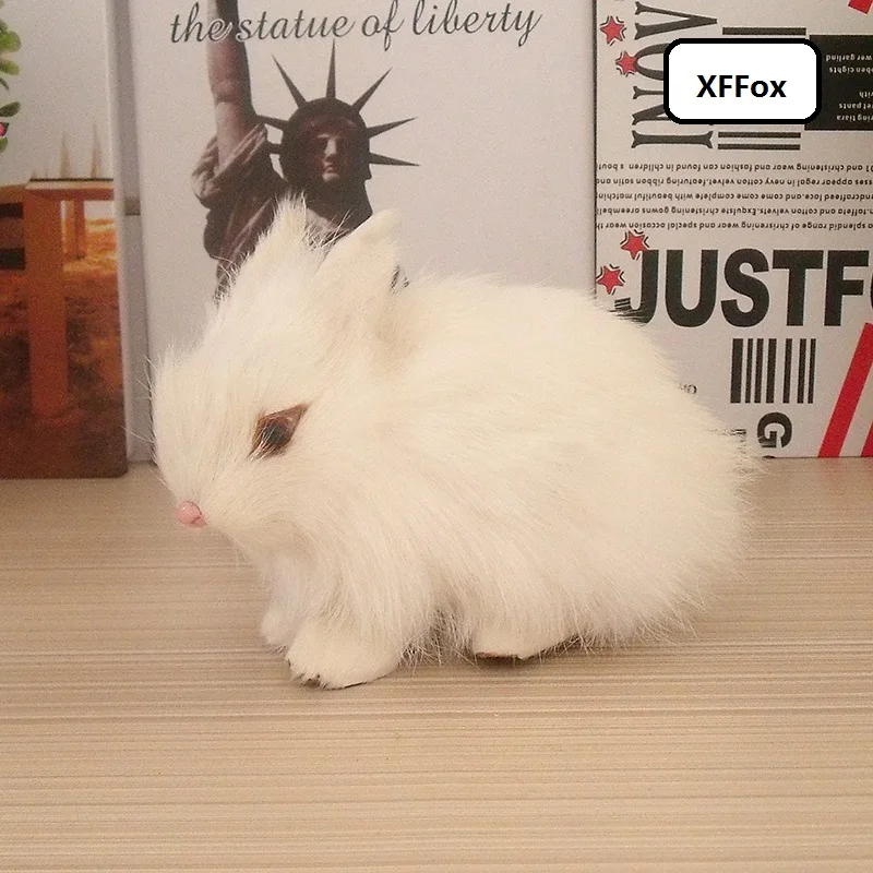 

Маленький милый кролик реальной жизни Модель пластиковый и меховой белый кролик кукла подарок около 13x7x10 см xf1953