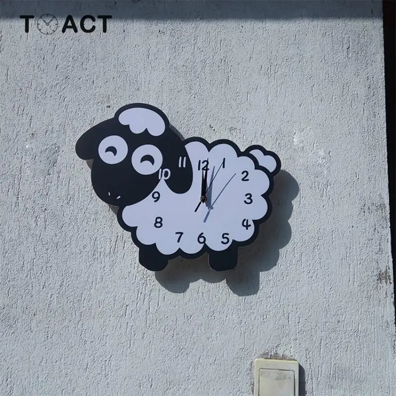 Окрашенные креативные настенные часы ягненка персональный декор Детская