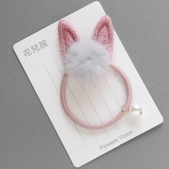 8 ring pink gray Мяч ободки с кроличьими ушками шпильки милые девушки аксессуары для волос полосы обруча дети заколки для волос Мода тиара - Цвет: 8 ring pink gray
