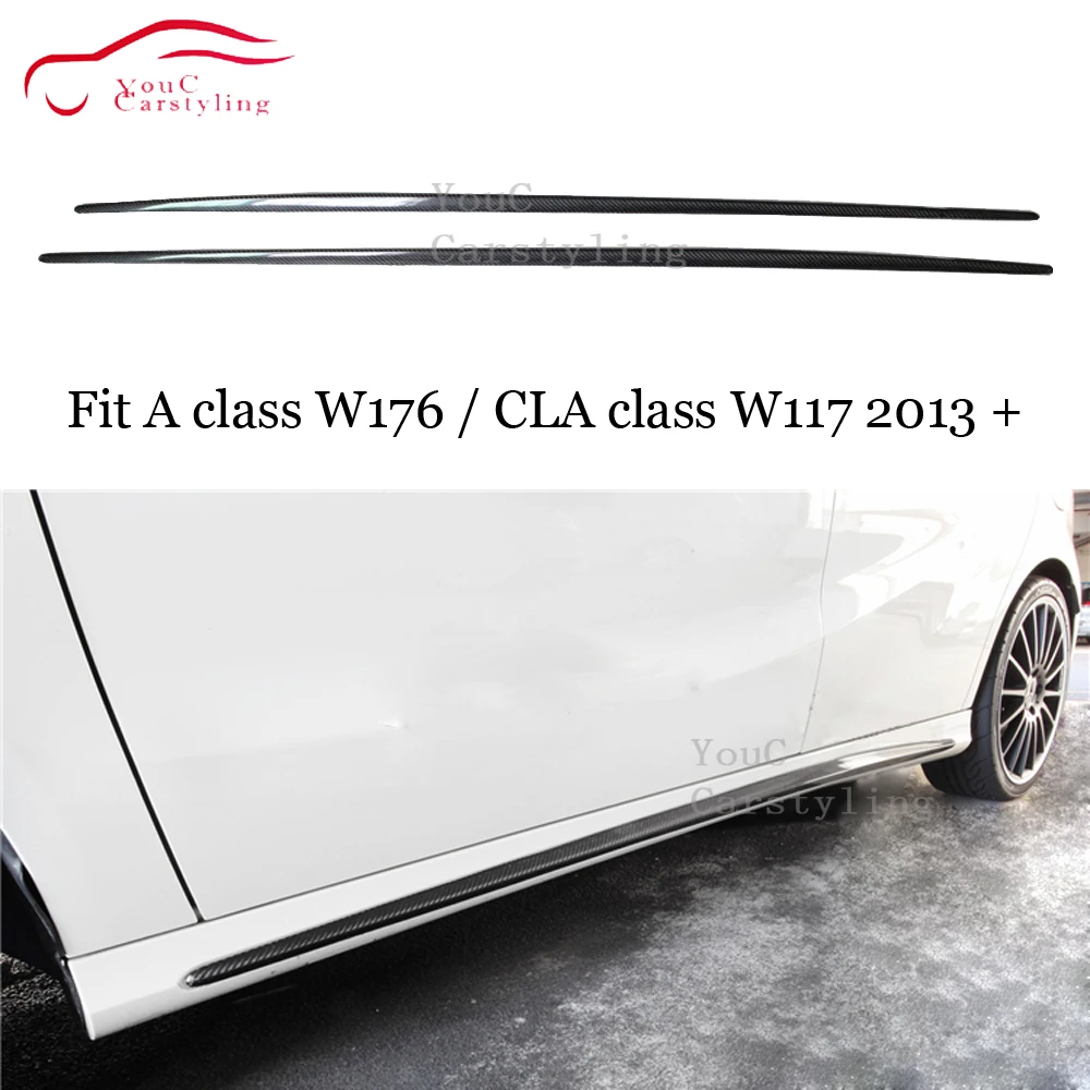 Карбоновое волокно OEM стиль боковая юбка бампер губы для Mercedes A класс W176 CLA класс W117 A45 cl45 AMG пакет 2013-подарок