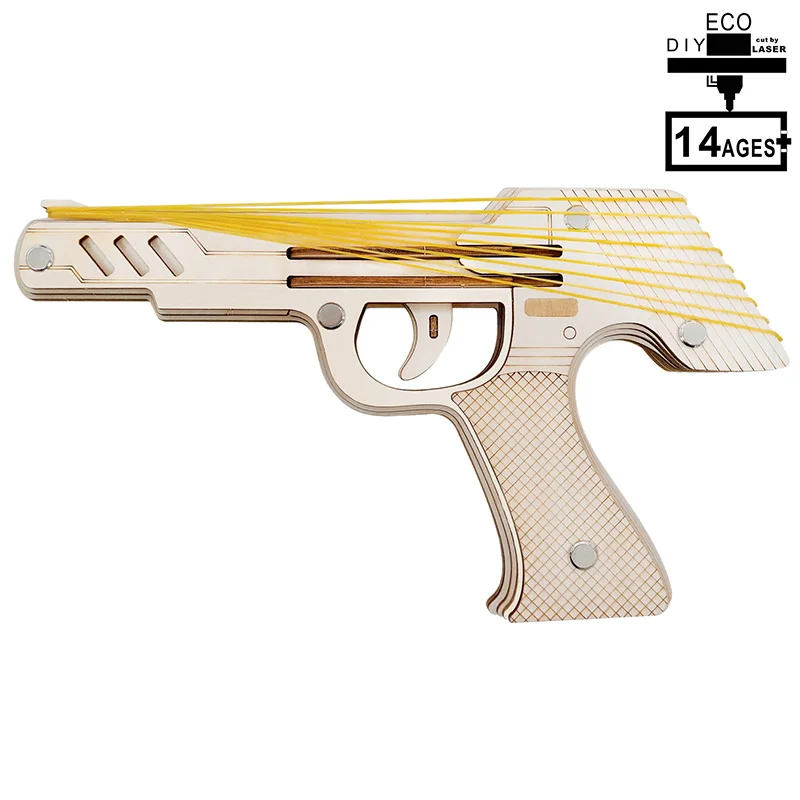 Лазерная резка 3D деревянная головоломка ручной набор для сборки DIY 9 пистолет с