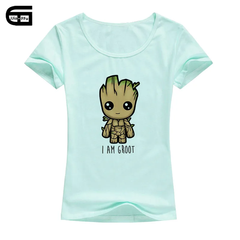 Футболка I Am Groot женская летняя эластичная хлопковая футболка из лайкры с коротким рукавом и принтом Harajuku топы Модные Kawaii Мультяшные футболки B07