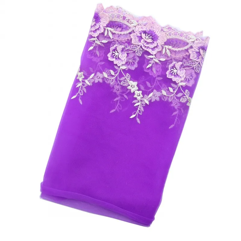 Purple-mei 1 м/лот, 18-22 см, Цветочная сетка, вышивка, кружевная ткань, отделка лент для самостоятельного пошива одежды, материалы ручной работы, аксессуары - Цвет: Purple-mei