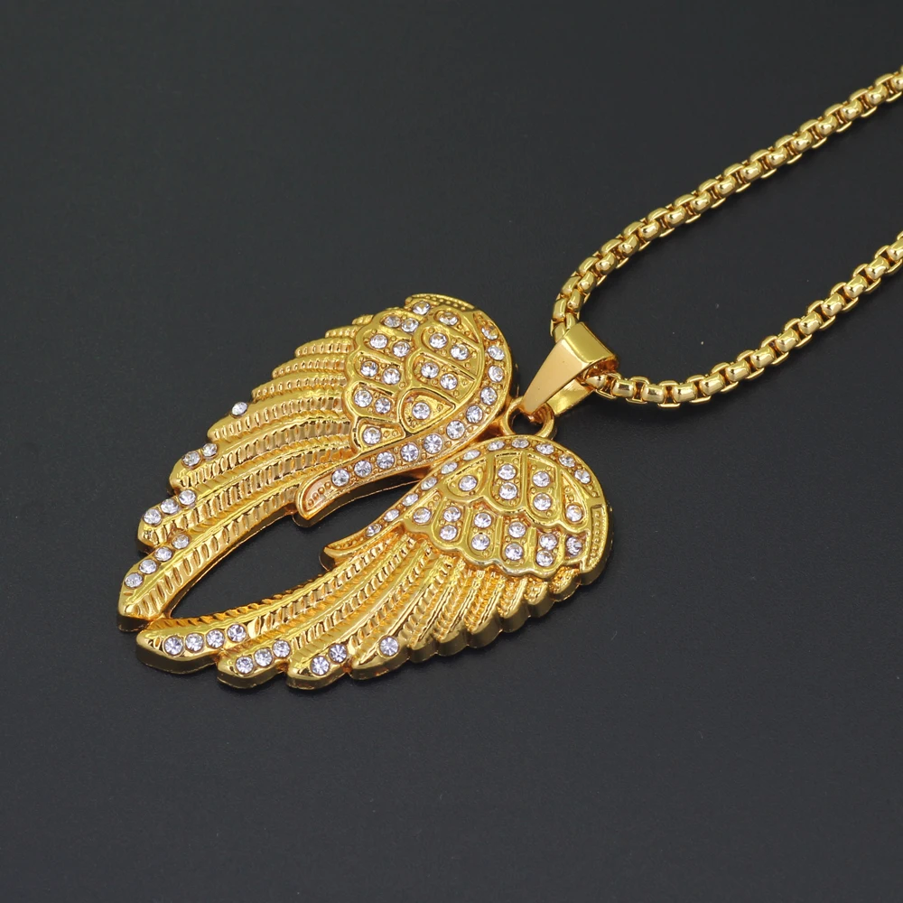 New Hip Hop Angel Wings Pendant Necklace Fashion Jewelry 30&quot Length Chain 2018 | Украшения и аксессуары